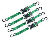 1,500-lb Carbon Ratchet Tie Downs, Weatherproof, 1-in x 14-ft, 4-pk, Green S2W1 - product image 2