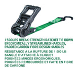 1,500-lb Carbon Ratchet Tie Downs, Weatherproof, 1-in x 14-ft, 4-pk, Green S2W1 - product image 4