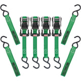 1,500-lb Ratchet Tie Down, with Padded D-Handle, 1-in x 14-ft, 4-pk, Green U9U5 - product image 2