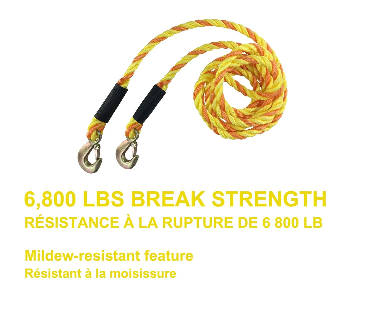 6,800-lb Tow Rope, with Rust-Resistant Hooks, 5/8-in x 14-ft E0H8 - product image 3