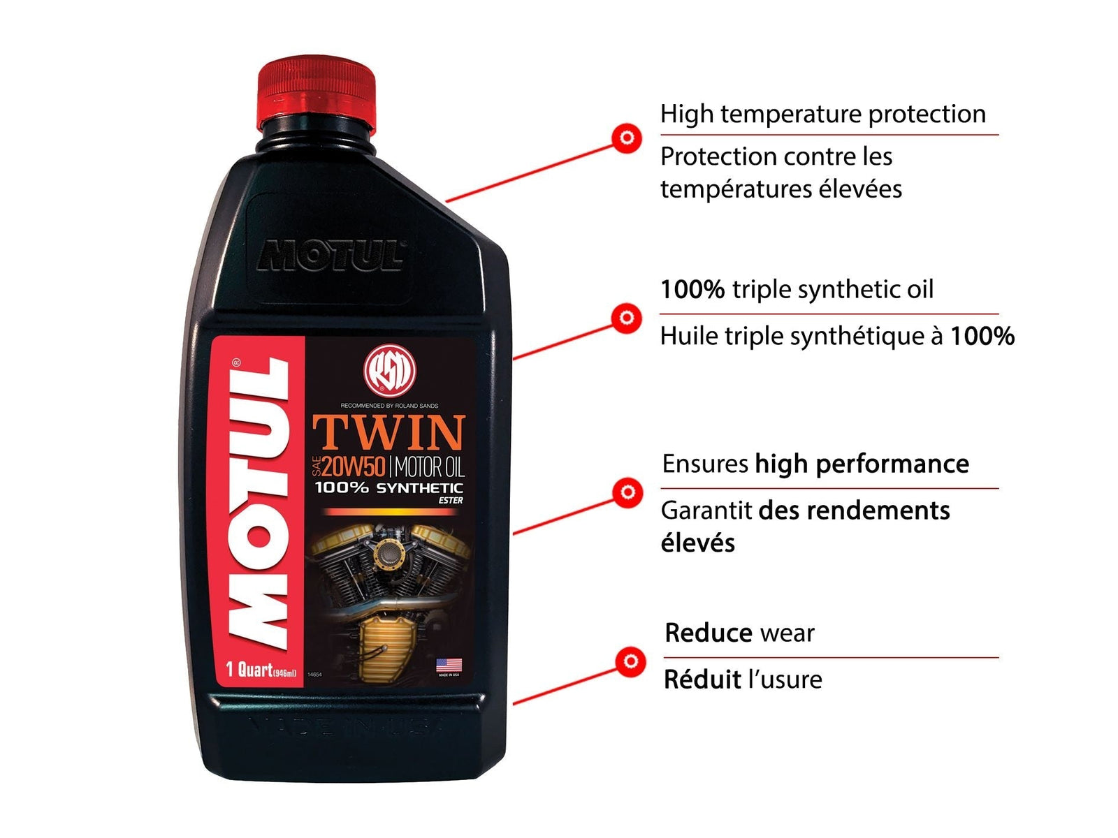 Twin Synthetic Motorcycle Motor Oil 20W50, 946-mL B9J7 - product image 2