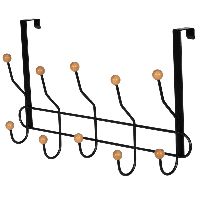19" Over The Door Metal 5 Hook, Black M8P6
