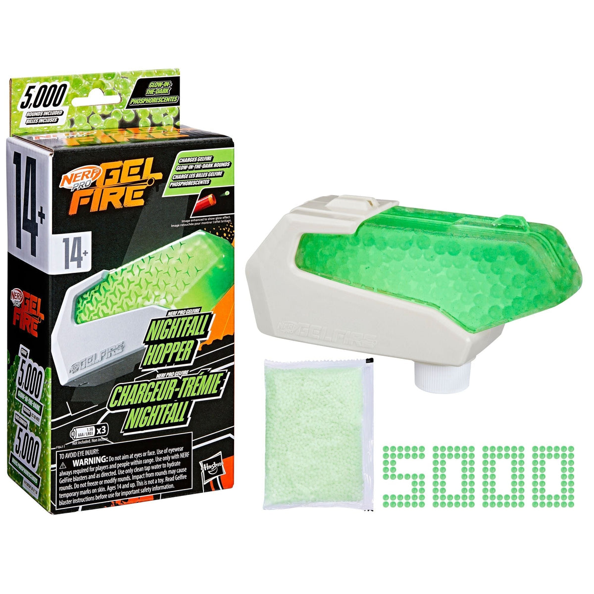 Pro Gelfire Glow In The Dark Nightfall Hopper with 5000 Gelfire Rounds Q4P8 - product image 1