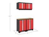 Bold 3.0 Series All-in-One Lockable Steel Garage Cabinetry Set with Bamboo Top, Black/Red, 48-in x 18-in x 76.75-in, 5-pc F5Q5 - product image 2