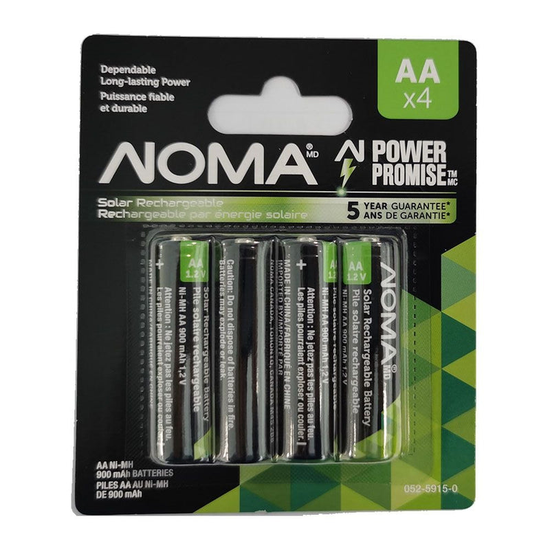 900mAh AA Solar Rechargeable Batteries, 900mAh, 4-pk C3O9