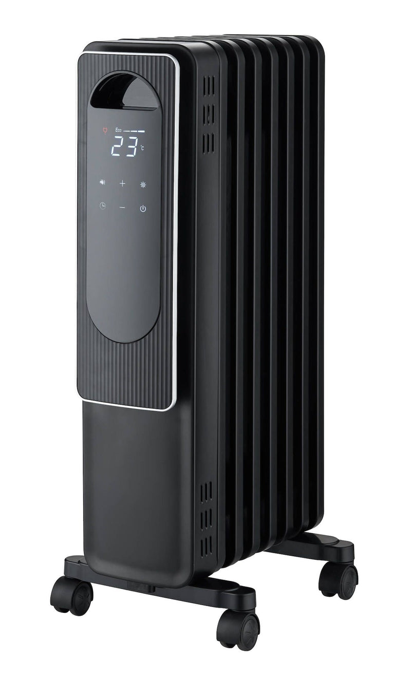 Digital Electric Oil-Filled Radiator Heater with Remote Control, 1500W, Black N2B6