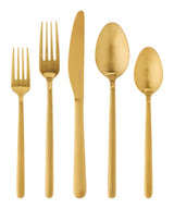 Chelsey Satin Gold Finish Slim Round Stainless Steel Flatware Set, Serves 4, 20-pc B3X5 - product image 1