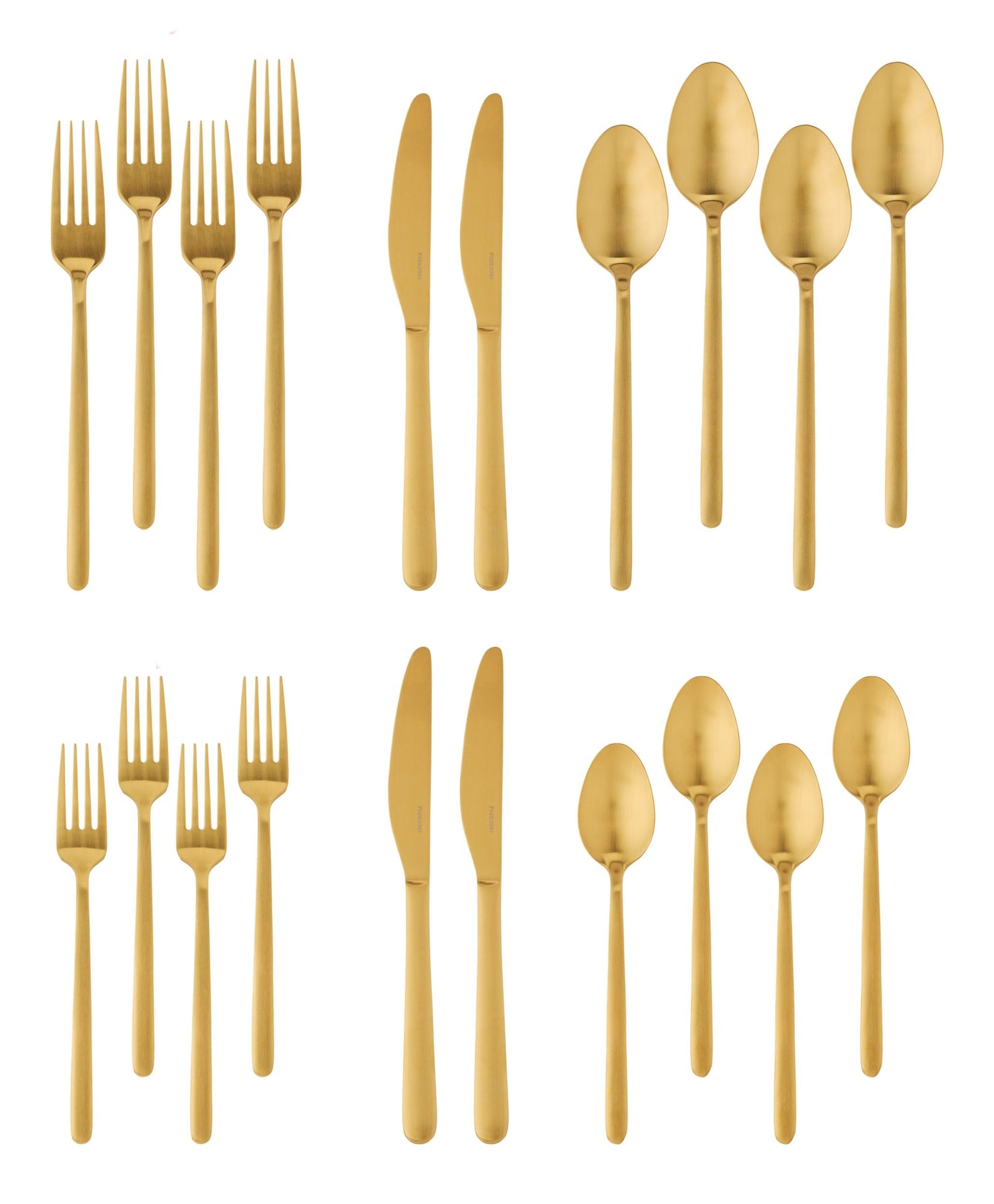 Chelsey Satin Gold Finish Slim Round Stainless Steel Flatware Set, Serves 4, 20-pc B3X5 - product image 4