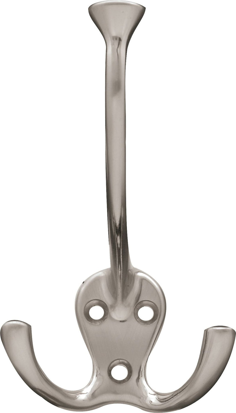 Stainless Steel Single Tri-Hooks, Satin Nickel, 3-pk F2O4