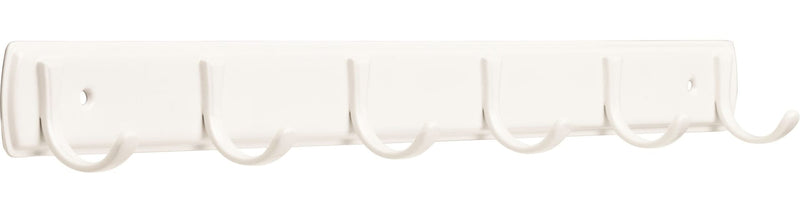 Steel 6-Hook Rail, White, 19-in W6H7