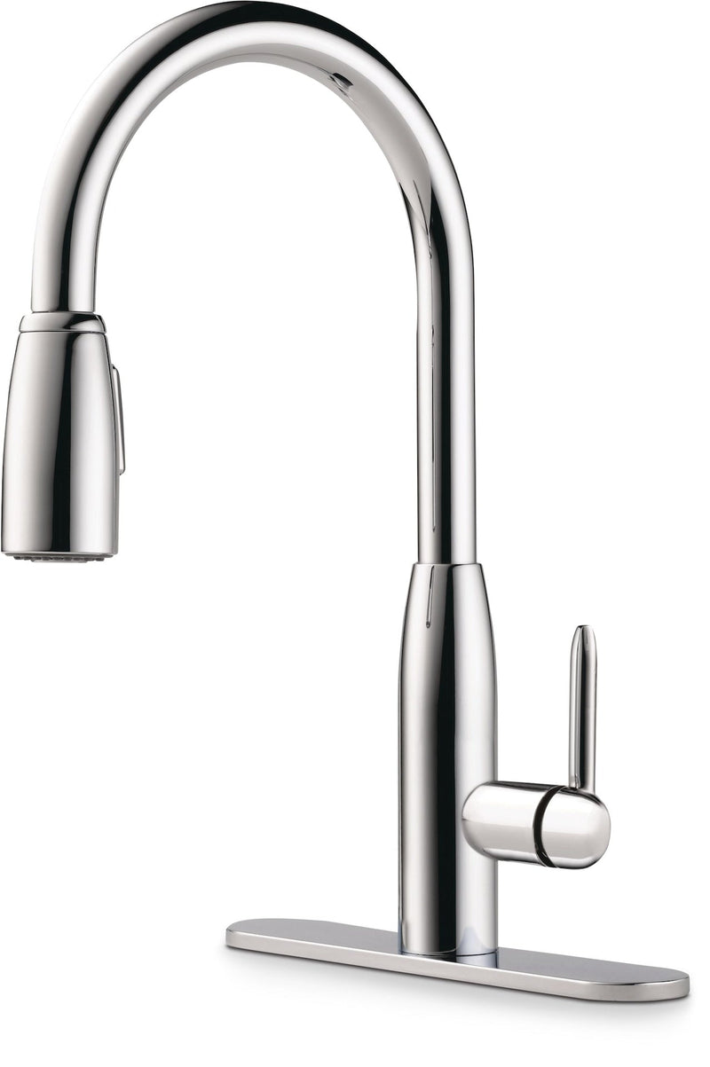 Tunbridge Single Handle High Arc Pull Down Kitchen Faucet, Chrome E7Z8