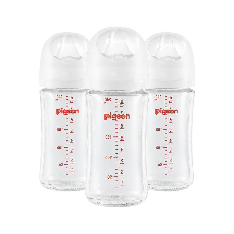 Glass Bottle with Silicone Nipple (M), 8-oz, 3 Months+, 3-pk D6H3