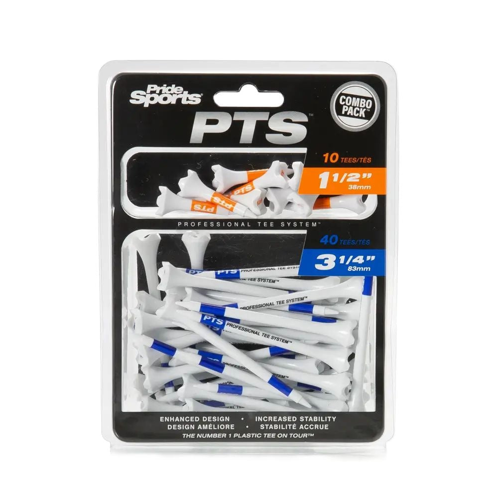 Evolution Plastic Golf Tee Combo Pack, Assorted Sizes, 40-pk, White, 1-1/2-in & 3-1/4-in B4H4 - product image 1