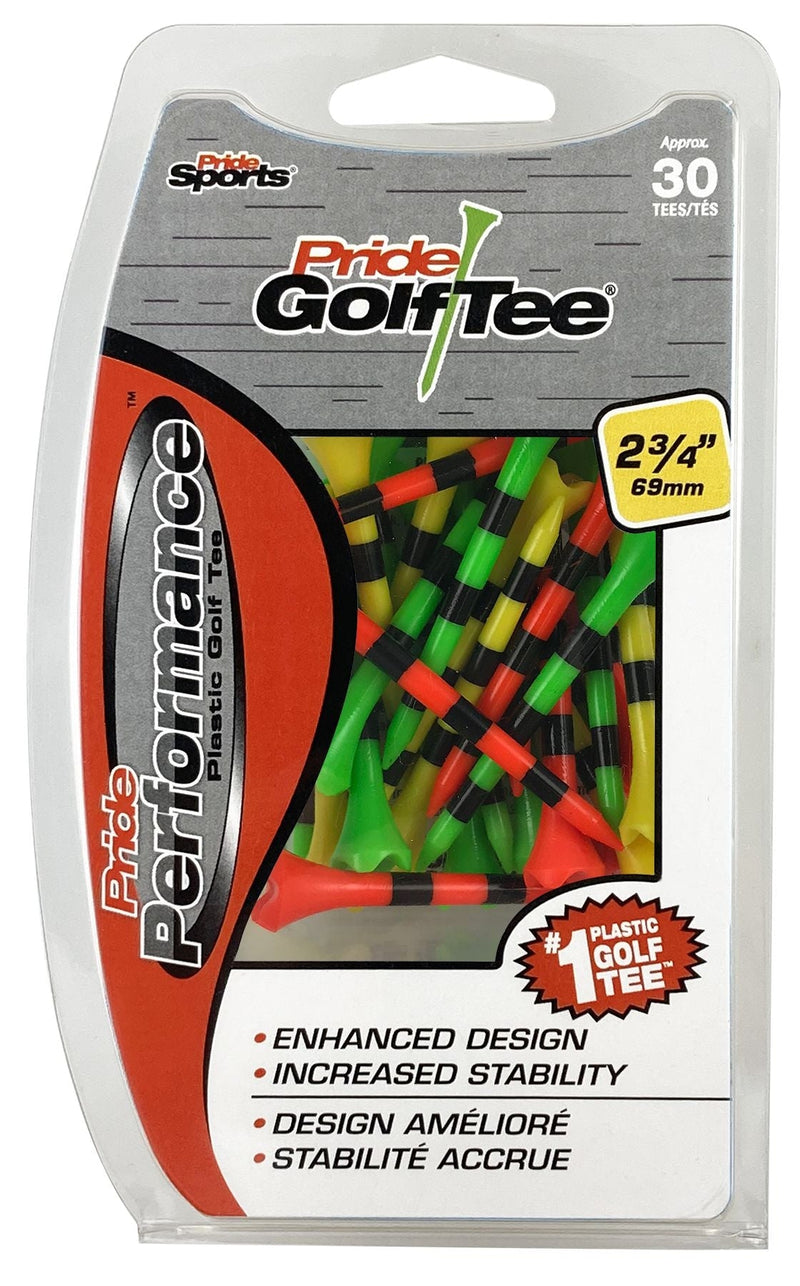 Performance Plastic Golf Tee, 2-3/4-in, 30-pk, Fruit Mix/Stripes Assorted Colours G4A8