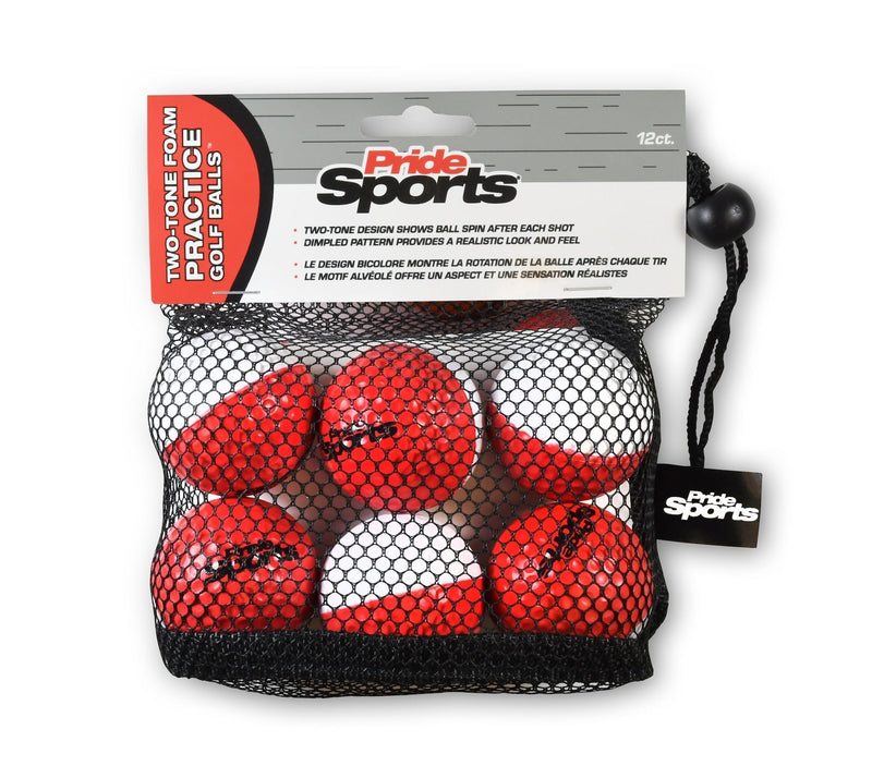 Two Tone Practice Golf Balls, Red/White, 12-pk A2T4