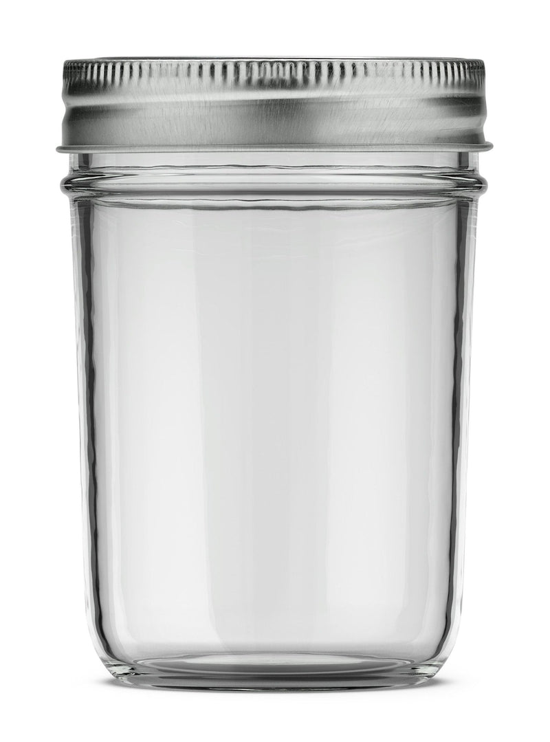 Mason Smooth Design Regular Mouth Glass Jar with Lid & Band, 8-oz, 12-pk A1P7