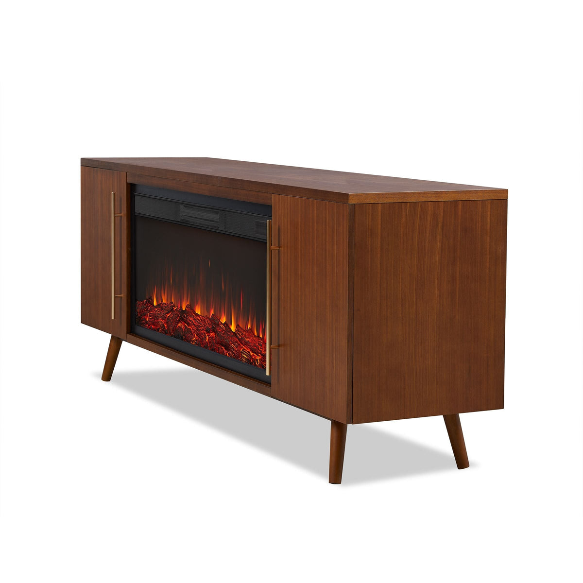 Flame Morris Media Indoor Electric Fireplace TV Stand, 72-in, 1500W, Includes Remote Control & Firebox, Vintage Black Maple U7H1 - product image 1