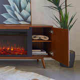 Flame Morris Media Indoor Electric Fireplace TV Stand, 72-in, 1500W, Includes Remote Control & Firebox, Vintage Black Maple U7H1 - product image 2