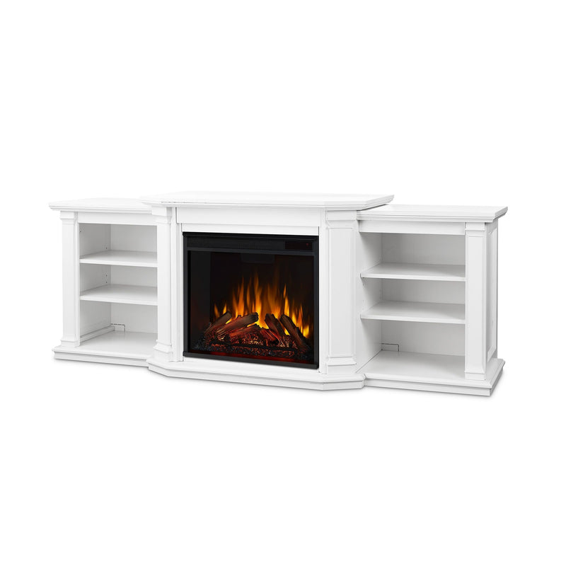 Flame Valmont Media Indoor Electric Fireplace TV Stand, 74-in, 1500W, Includes Remote Control & Firebox, White V4Z7