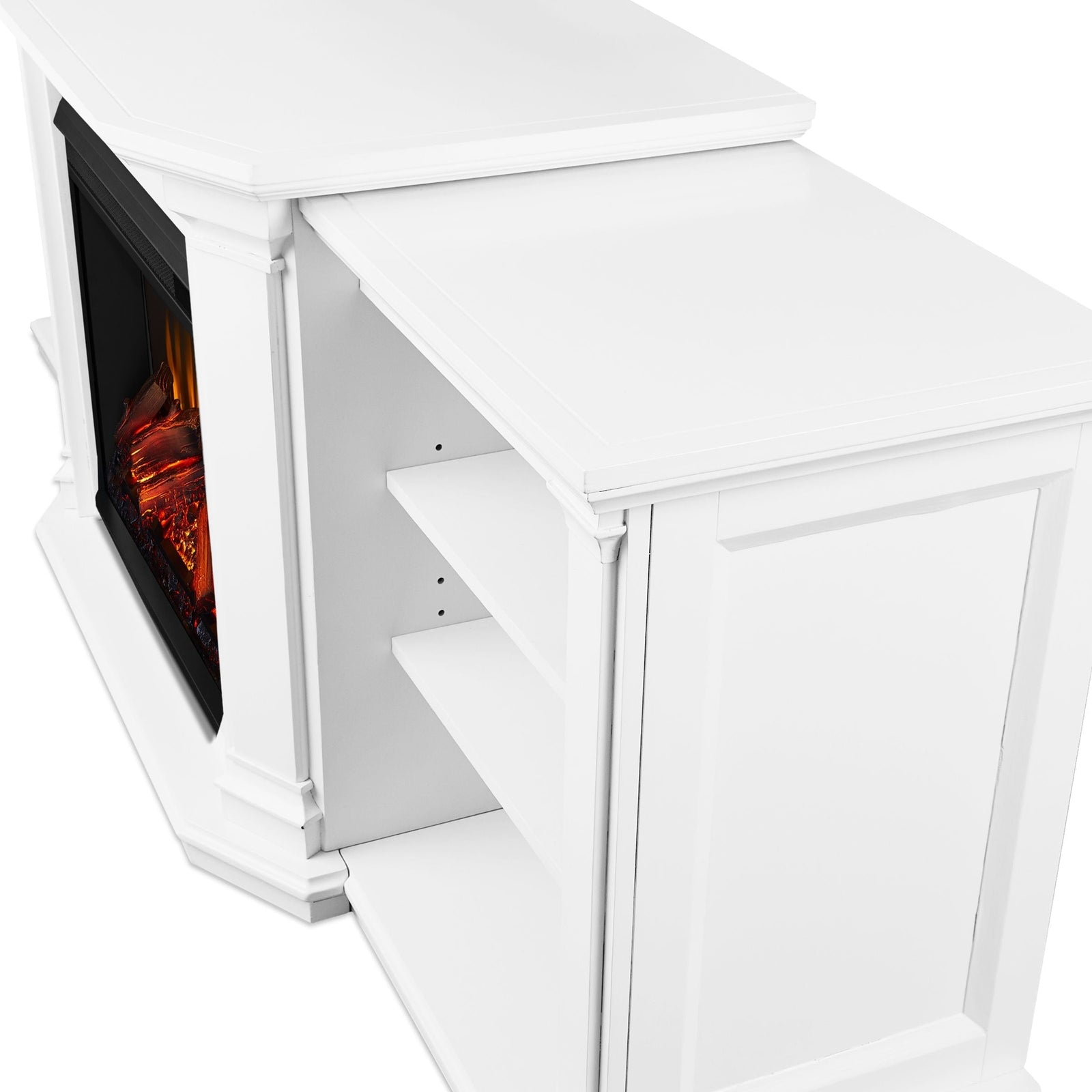 Flame Valmont Media Indoor Electric Fireplace TV Stand, 74-in, 1500W, Includes Remote Control & Firebox, White V4Z7 - product image 3