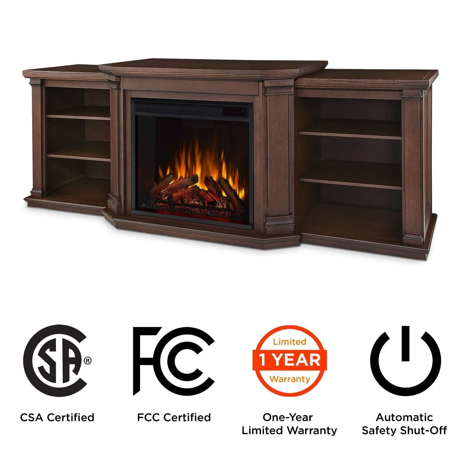 Flame Valmont Media Indoor Electric Fireplace TV Stand, 74-in, 1500W, Includes Remote Control & Firebox, Chestnut Oak D2Y1 - product image 8