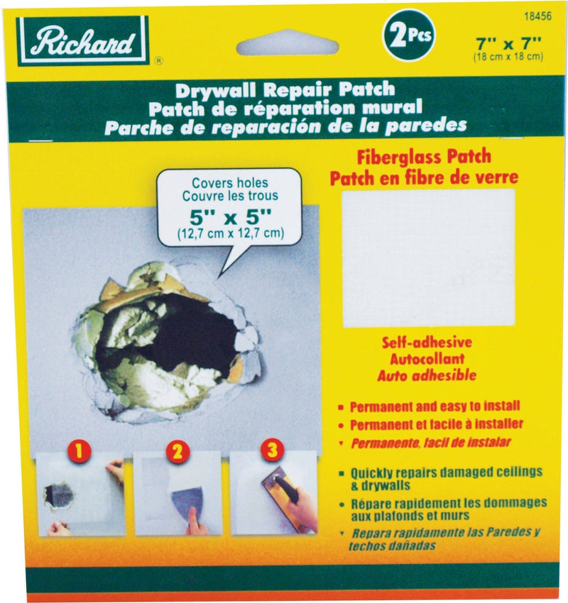 Permanent Self-Adhesive Fibreglass Mesh Drywall Repair Patch Tape, 7 x 7-in, 2-pk A9L6
