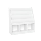 Home Kids' Playroom Bookrack with 3 Toy Organizer Cubbies & 4 Book Shelves, White K7Q9 - product image 1