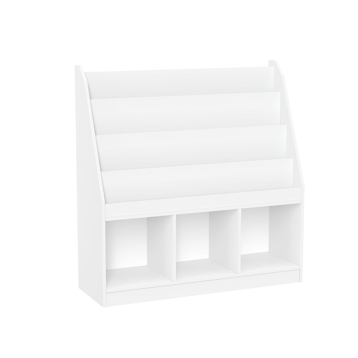 Home Kids' Playroom Bookrack with 3 Toy Organizer Cubbies & 4 Book Shelves, White K7Q9 - product image 1
