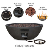 Round Concrete Gas Fire Pit in Shale, 36-in Q2S3 - product image 7