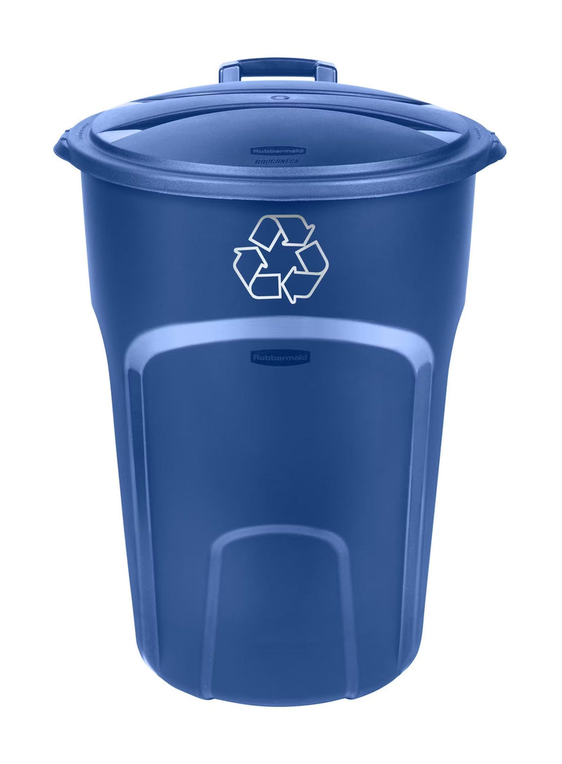 Plastic Circular Wheeled Recycling Blue Box with Handle, 121-L T4W5