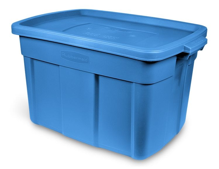Roughneck Stackable Storage Box with Lid, 68-L, Blue C9G0