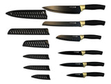 Knife Set with Covers, Black/Gold, 12-pc B9N3 - product image 1