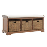Lonan Wicker Storage Bench, Grey Wash/White, 16.1-in x 47-in x 19.9-in Z4F6 - product image 1
