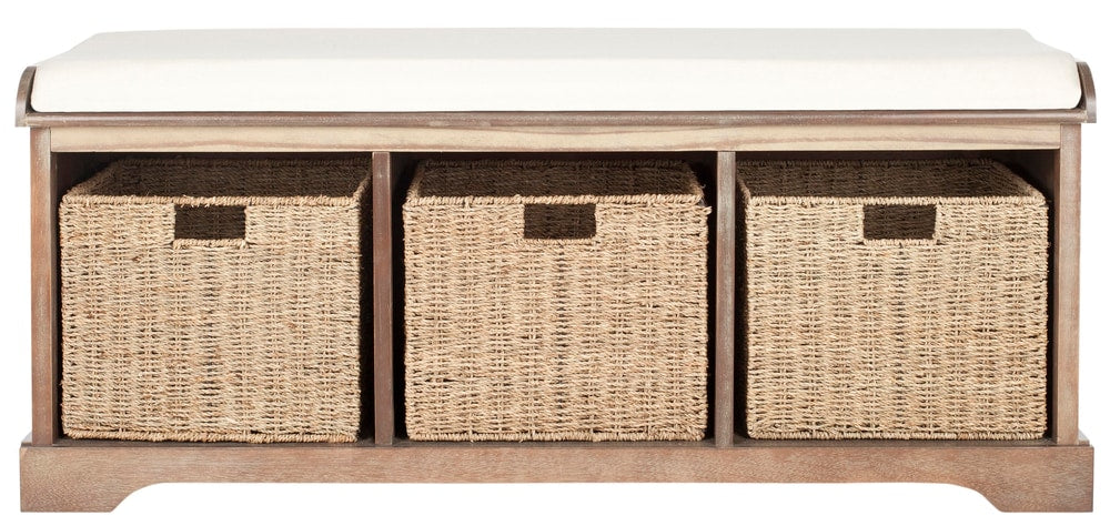 Lonan Wicker Storage Bench, Grey Wash/White, 16.1-in x 47-in x 19.9-in Z4F6 - product image 3