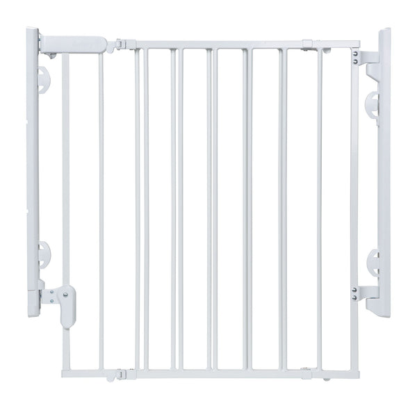 Ready To Install Top of the Stairs Baby Safety Gate, White R3S7