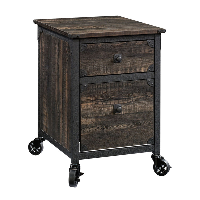 Steel Pedestal River File Cabinet with Drawers, Carbon Oak M0O2