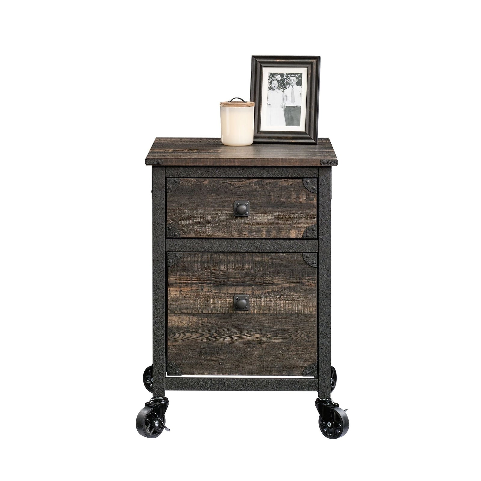 Steel Pedestal River File Cabinet with Drawers, Carbon Oak M0O2 - product image 2