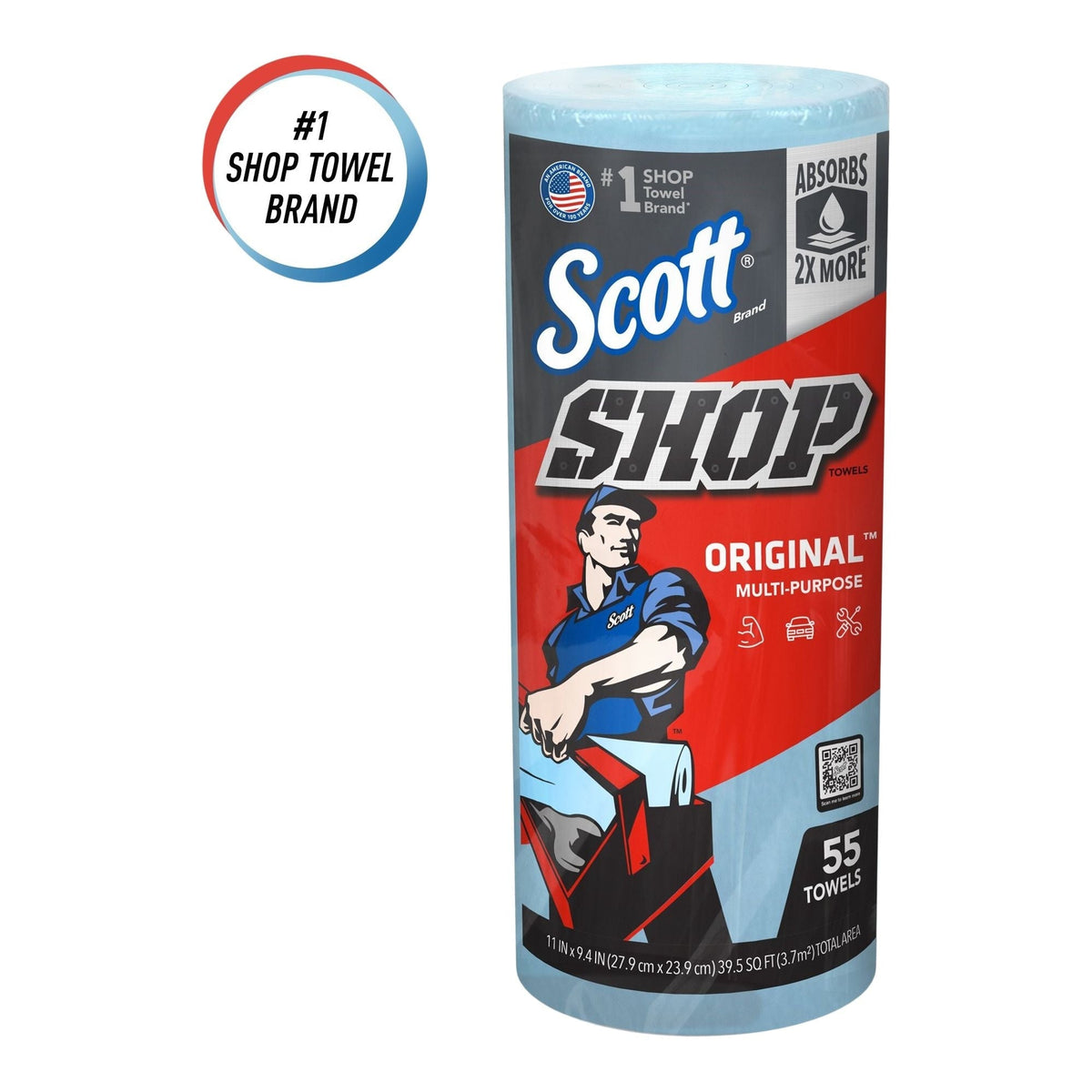 Multi-Purpose Shop Paper Towels, 11" x 9.4", Blue, 55-pk Z4S6 - product image 1