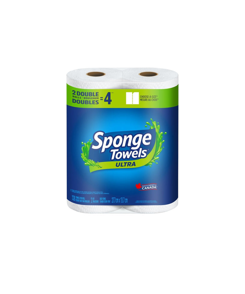 Sponge Ultra Choose-A-Size Absorbent Paper Towel, 2-Ply, 2 Double Rolls N4L2
