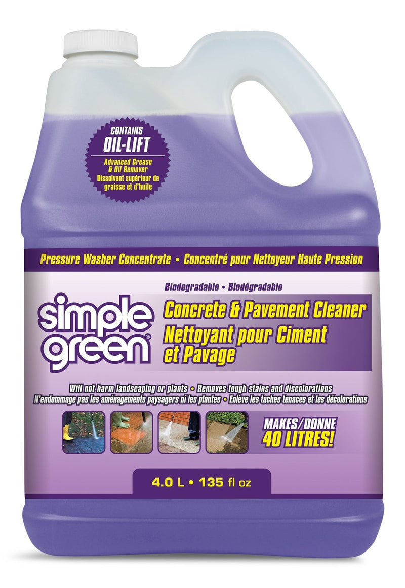 Green Concrete & Pavement Pressure Washer Detergent, 4L S1N8