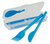Cutlery Set To Go, Modular Travel Plastic Cutlery Set with Knife, Fork, Spoon, Chopsticks and Case P7A4 - product image 1