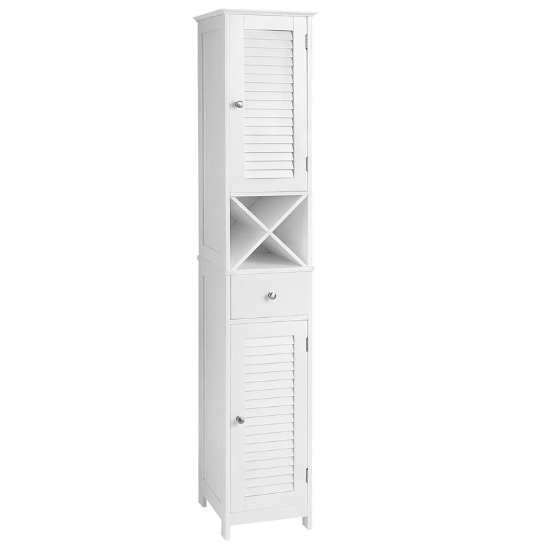 Home 1-Drawer White Storage Cabinet with Shutter Doors U7Z0