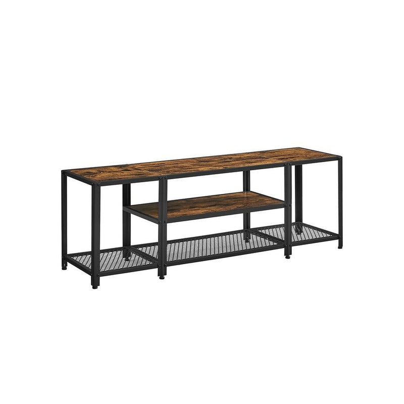 Home 3-Tier Industrial Rustic Brown TV Stand D7P5