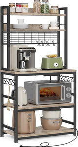 Home 5-Shelf Grey Baker's Rack with 4 AC Outlets L4Y1 - product image 3