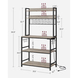 Home 5-Shelf Grey Baker's Rack with 4 AC Outlets L4Y1 - product image 5