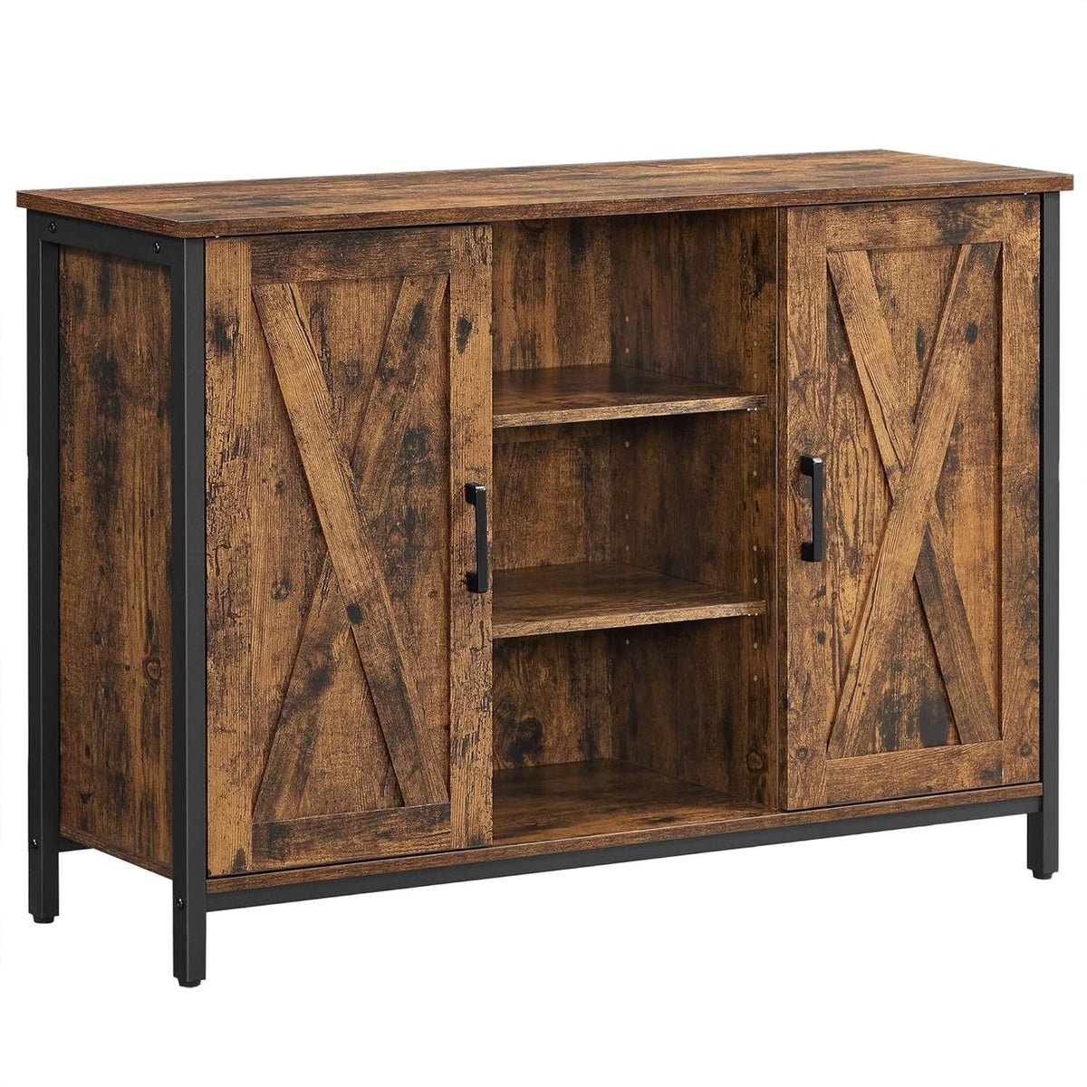 Home Rustic Brown Buffet Cabinet with Barn Doors H6H1 - product image 1