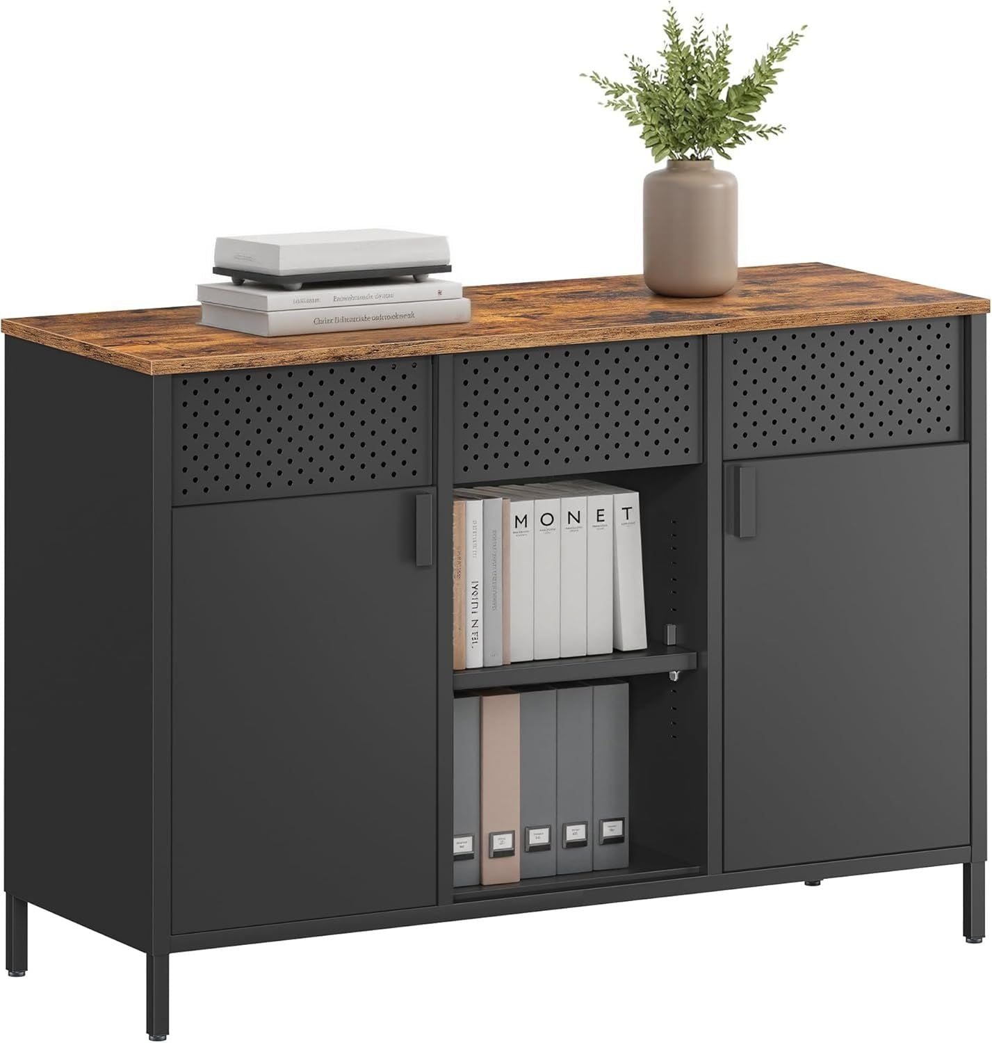 Home Rustic Brown/Black Metal Buffet Cabinet X2J7 - product image 2