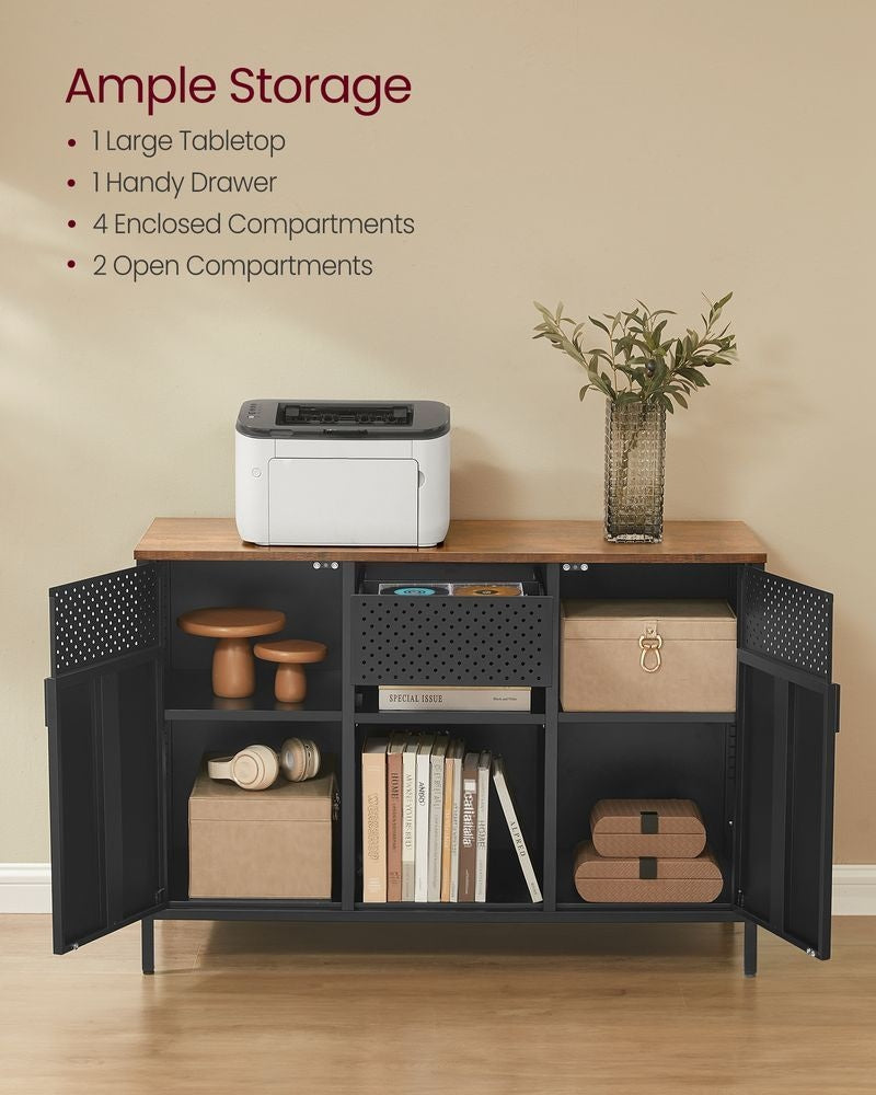 Home Rustic Brown/Black Metal Buffet Cabinet X2J7 - product image 4