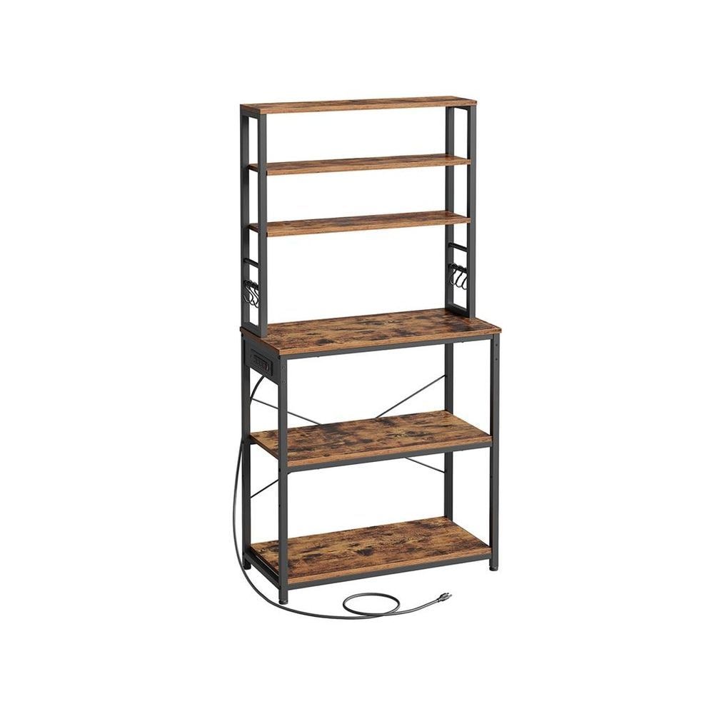 Home Small Rustic Brown Baker's Rack with 4 AC Outlets R8K6 - product image 1