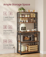 Home Small Rustic Brown Baker's Rack with 4 AC Outlets R8K6 - product image 6